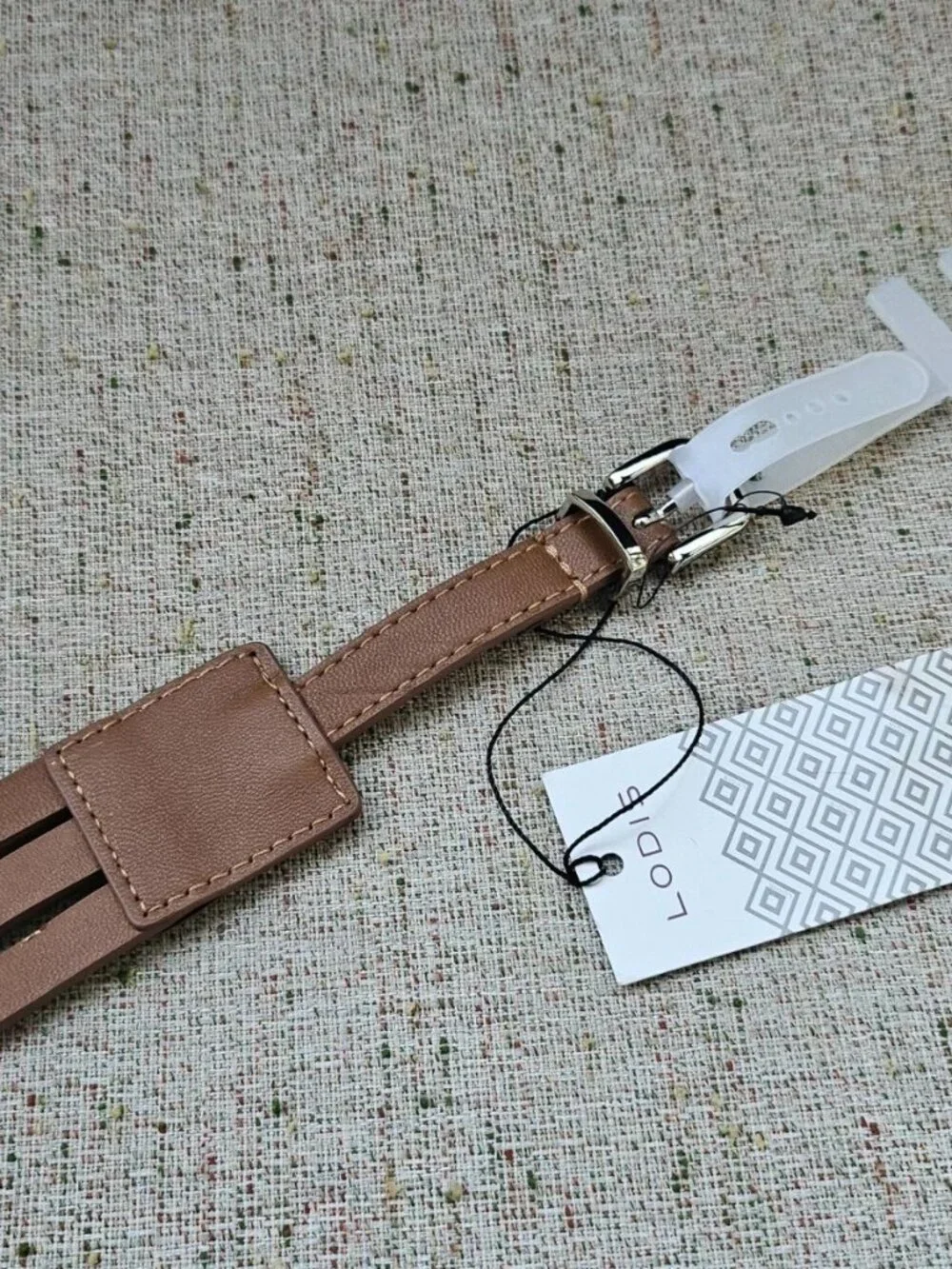LODIS Belt Leather Brown 3 Strand Women Waistband Pin Buckle Size M/L NWT